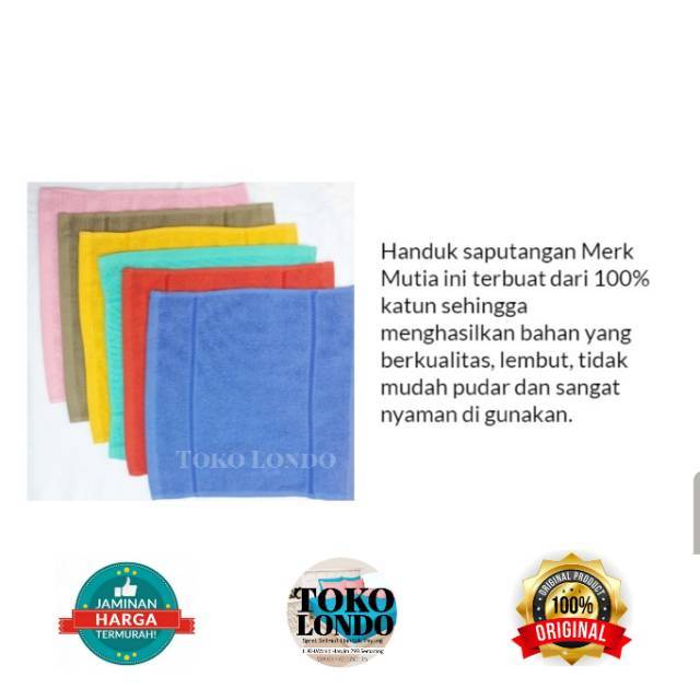 Handuk Sapu Tangan Handuk MUTIA uk 30x30 30 x 30 cm Lap Meja Handuk Kecil Handuk Muka Handuk Tangan Katun TERMURAH