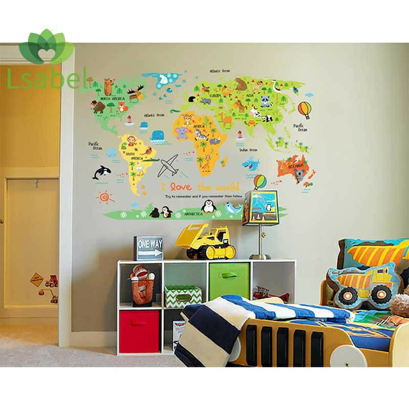 safari animal world map Wallsticker wall sticker stiker dinding giood  god