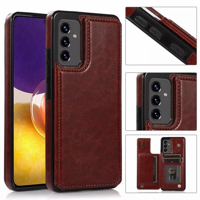 Samsung Galaxy A13 4G A23 4G A32 5G Soft Case Casing Kulit Stand Dompet Kartu - Hitam