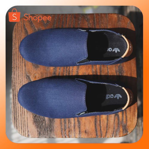 PROMO  SEPATU PRIA SLOP MOCCASIN ADIDAS SIMPLE NAVY CANVAS MURAH