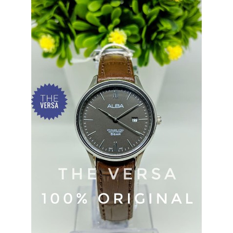 Alba AH7P05X1 AH7P05 Jam Wanita Kulit Brown Silver Original