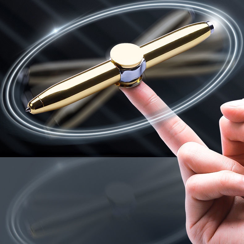 Pen Fidget Spinner Gyro Dekompresi Multifungsi Bahan Metal Dengan Lampu LED