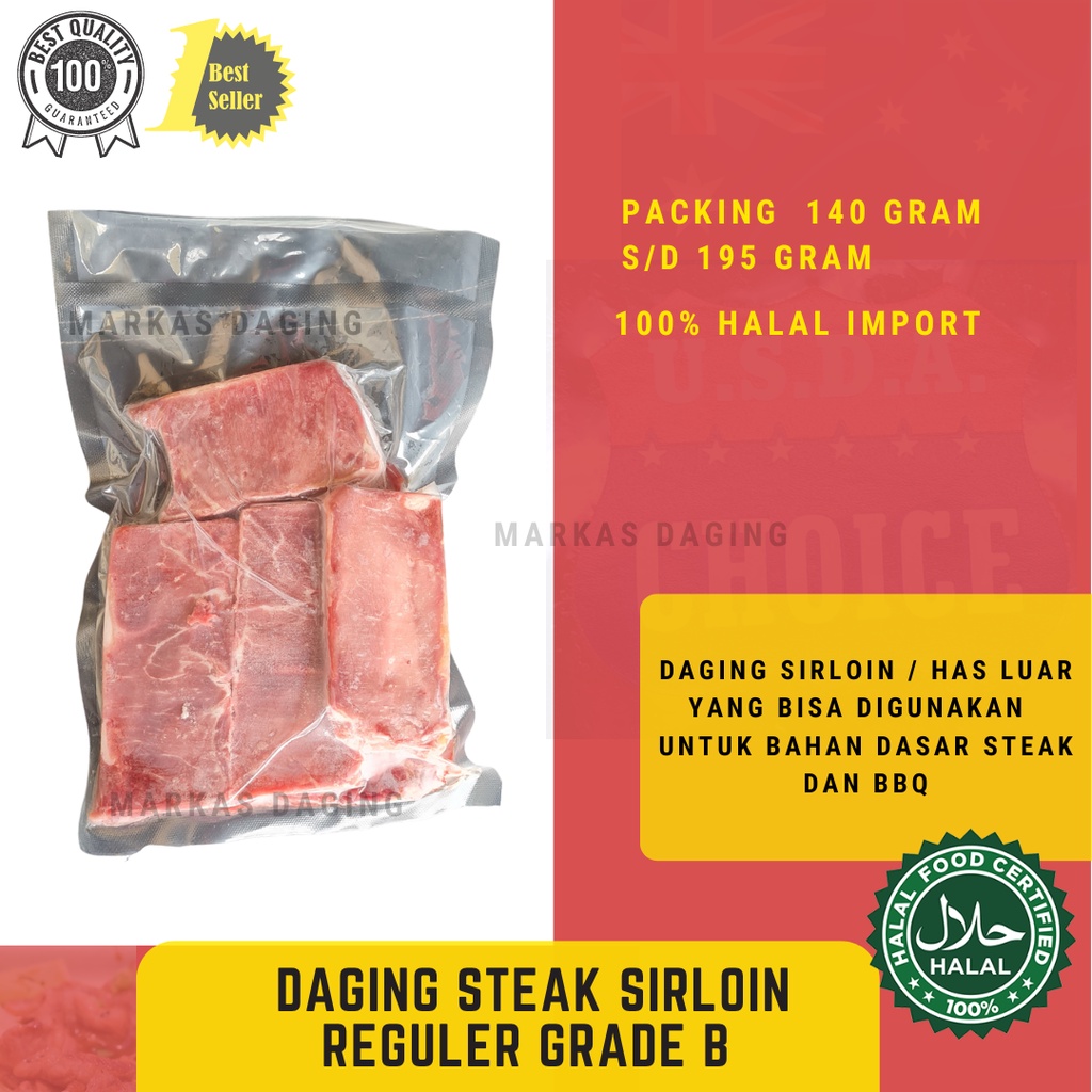 Daging STEAK Sapi AUS SIRLOIN Steak Beef Impor Grade A HALAL