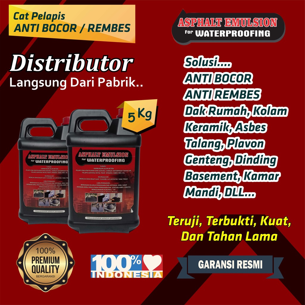 Cat Tembok Anti Bocor Aspal Cair Anti Bocor Asphalt Emulsion for Waterproofing - 5 kg