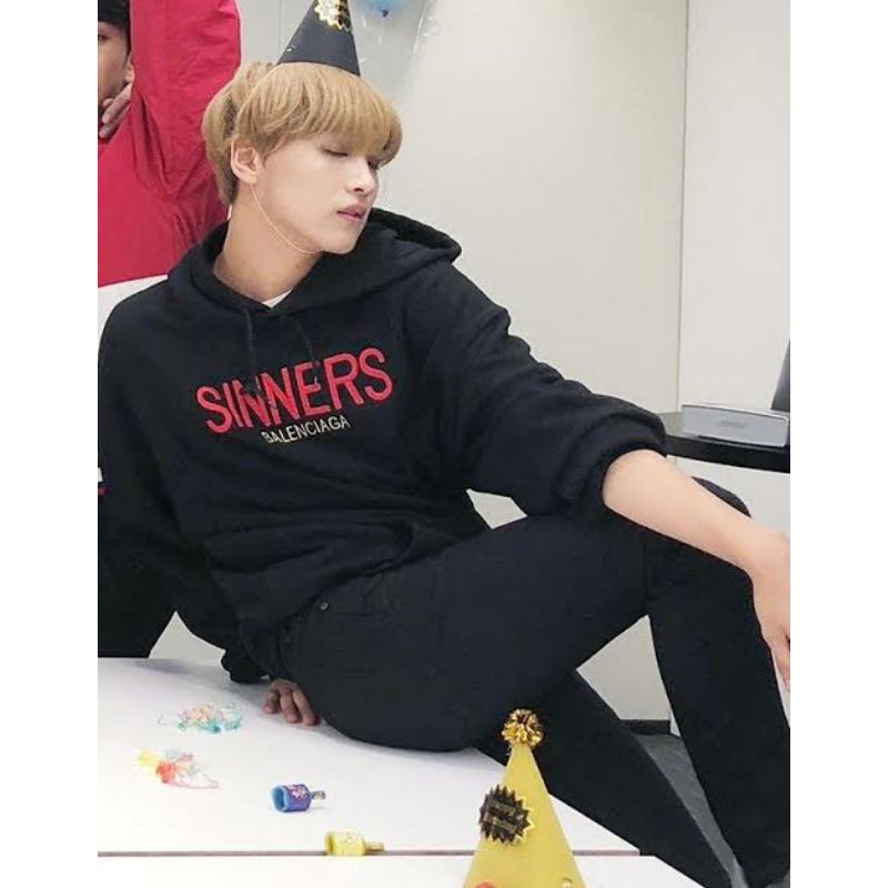 Jaket Hoodie Jumper NCT Haechan Style Shinners sablon merah