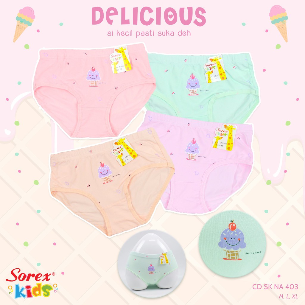 Cd Anak Sorex Cewek / Celana Dalam Anak Sorex Perempuan M-XL / CD Anak Sorex  NA401 / NA402 /NA 403/NA470