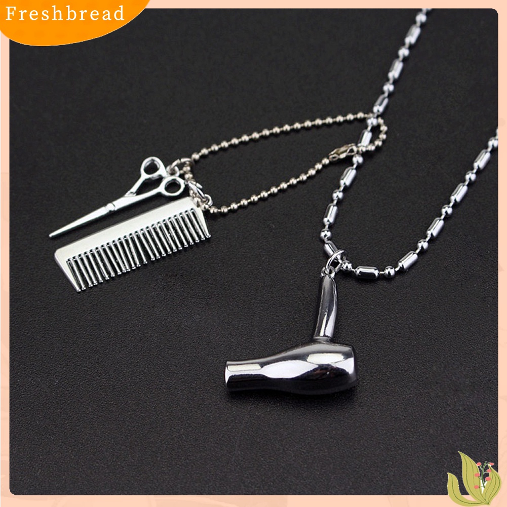 [TERLARIS]Unisex Hair Dryer Scissors Comb Pendant Chain Necklace Barber Kit Hairdresser Gift