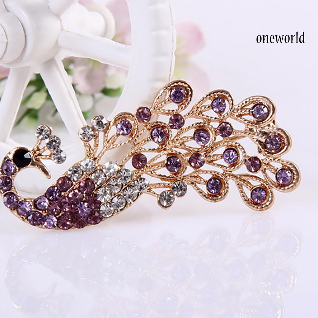 OW@ Brooch Pin Shiny Lovely Women Fashion Peacock Shape Collar Pin for Wedding