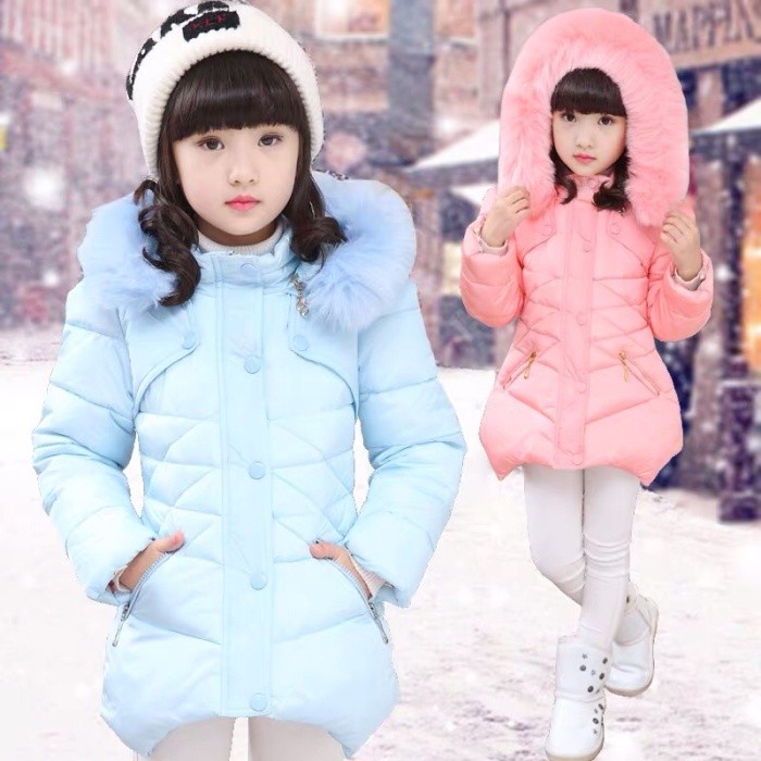 Jaket tebal bulu musim dingin anak winter fur jacket coat kids dengan hoodie