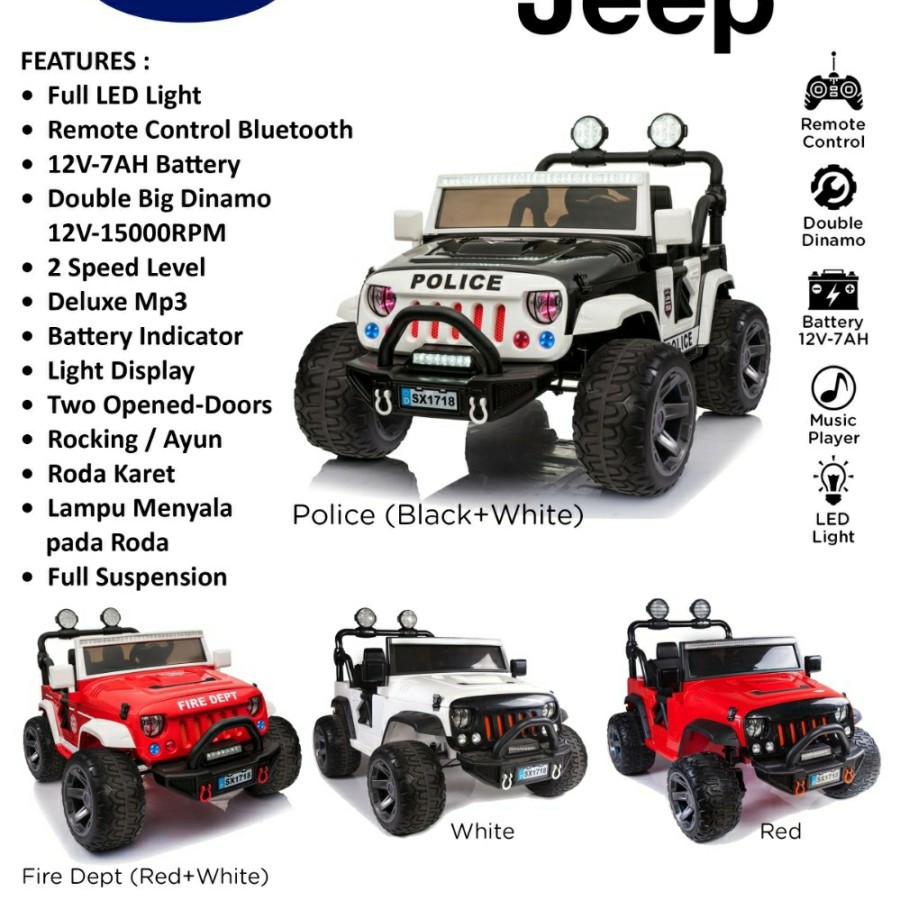 Mainan Anak Mobil Aki Jeep Rubicon Pliko PK 1908 N