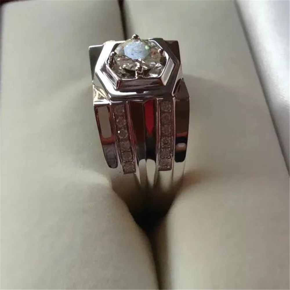 Cincin perak pria Cincin pertunangan batu permata putih