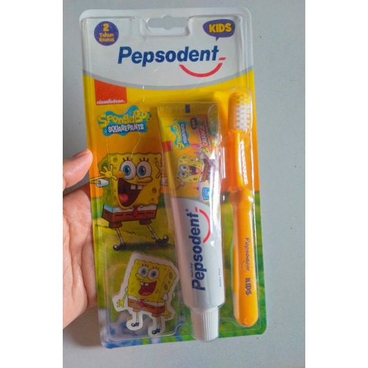 Pepsodent Kids pasta gigi + sikat gigi paket hemat Spongebob murah