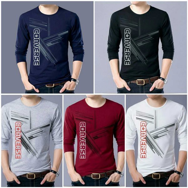 Pakaian Wanita f2sf rudi converse putih baju kaos atasan top pria laki lengan tangan panjang