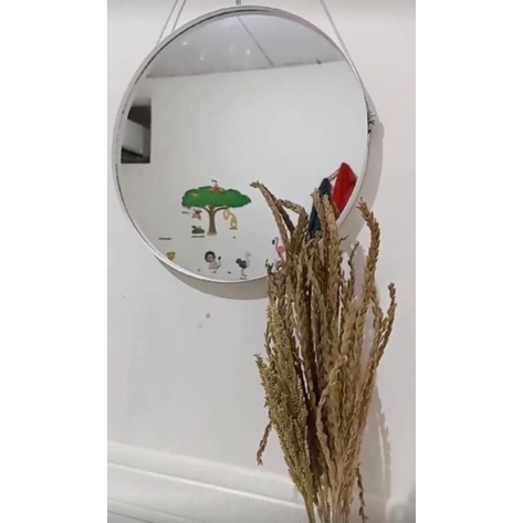 Aesthetic cermin dinding gantung bulat frameles minimalis