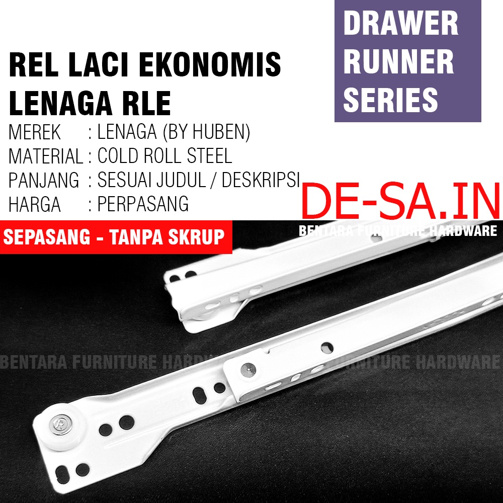 40CM HUBEN RLH LENAGA RLE 400 MM - REL LACI MURAH BEIGE DRAWER RUNNER CABINET SLIDE 40 CM