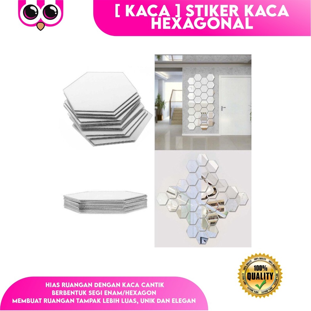 [ KACA ] STIKER KACA HEXAGONAL / HIASAN DINDING CERMIN ISI 7 PCS/ DEKORASI DINDING HEXAGONAL