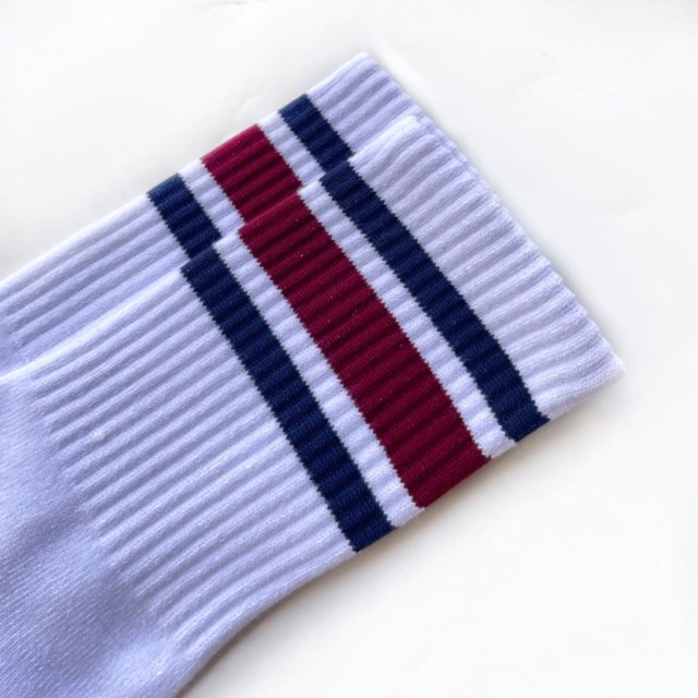 Mildness Kaos Kaki Oldschool Skate Stripe Navblue Panjang Pria Wanita Socks