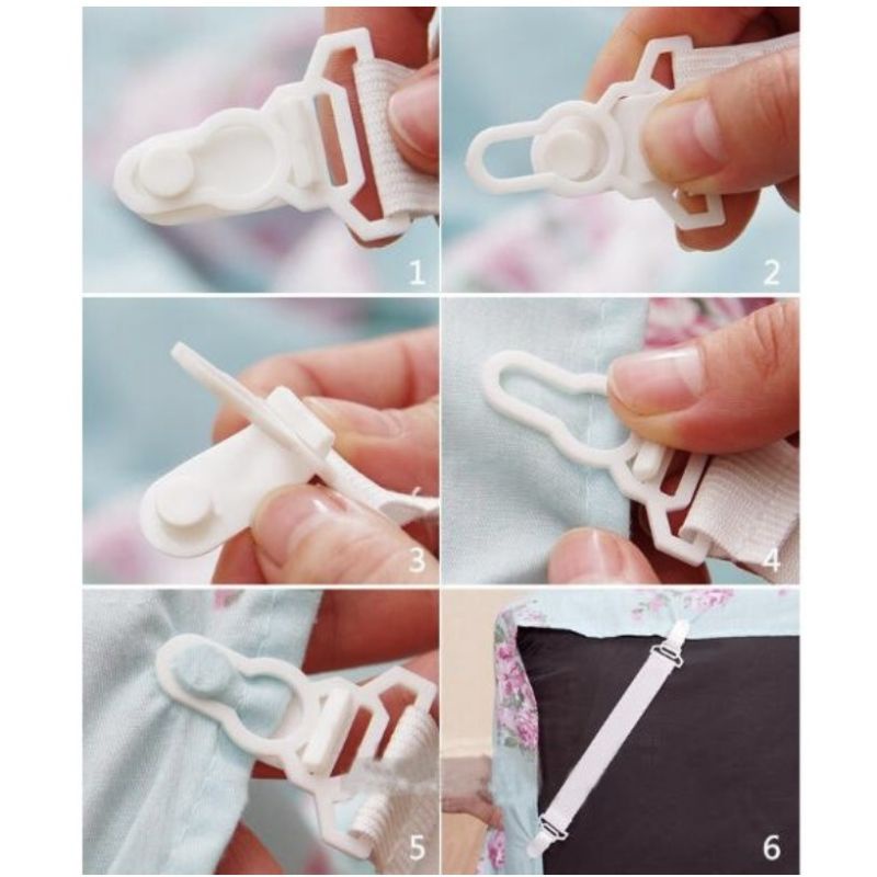 Jepitan Sudut Sprei Penjepit Pengait Bed Sheet Grippers ISI 4pcs Tali Karet