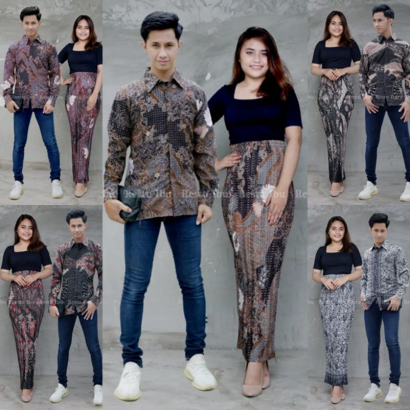 BAJU BATIK COUPLE ROK PLISKET JUMBO // COUPLE BATIK // ROK PLISKET BATIK // KEMEJA BATIK