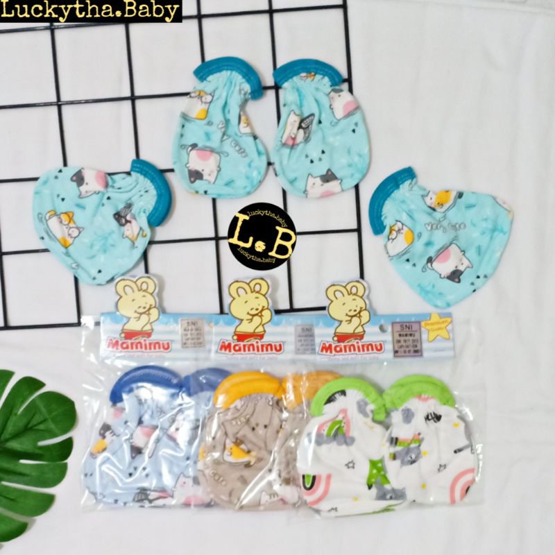 stk mamimu 3set_sarung tangan &amp; kaki bayi new born mamimu berkualitas karet super elastis