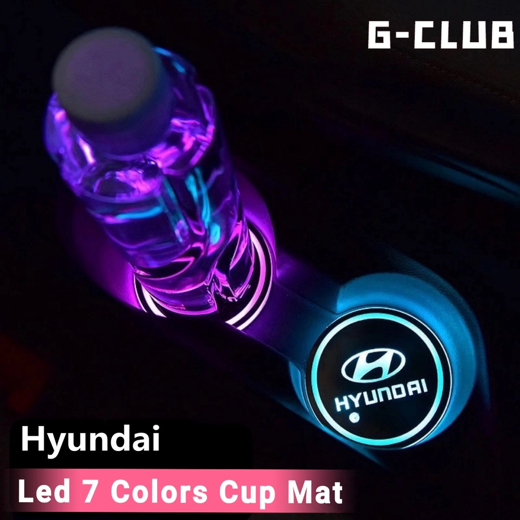 2 Pcs Mat Mobil Anti Slip Dengan Lampu Led 7 Warna Dan Port USB Untuk Hyundai