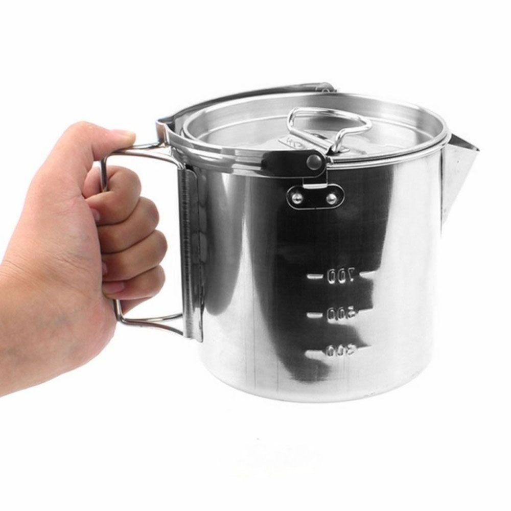 Lanfy Stainless Steel Kettle 1.2L Peralatan Masak Portabel Alat Luar Ruangan Teko Alat Perlengkapan Berkemah Camping Kettle