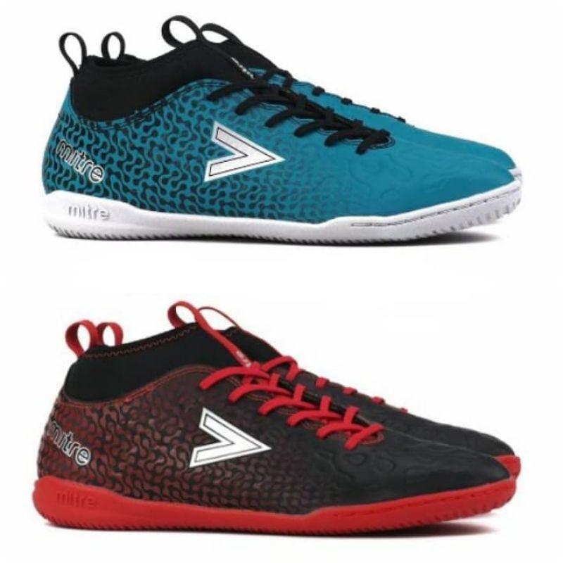 Sepatu futsal mitre ultimate in red & blue original