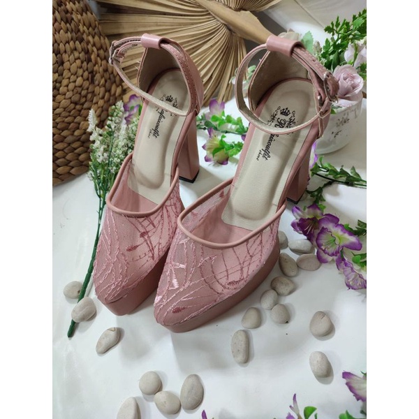 sepatu rafaizoutfit Lidya dusty pink tinggi 12cm