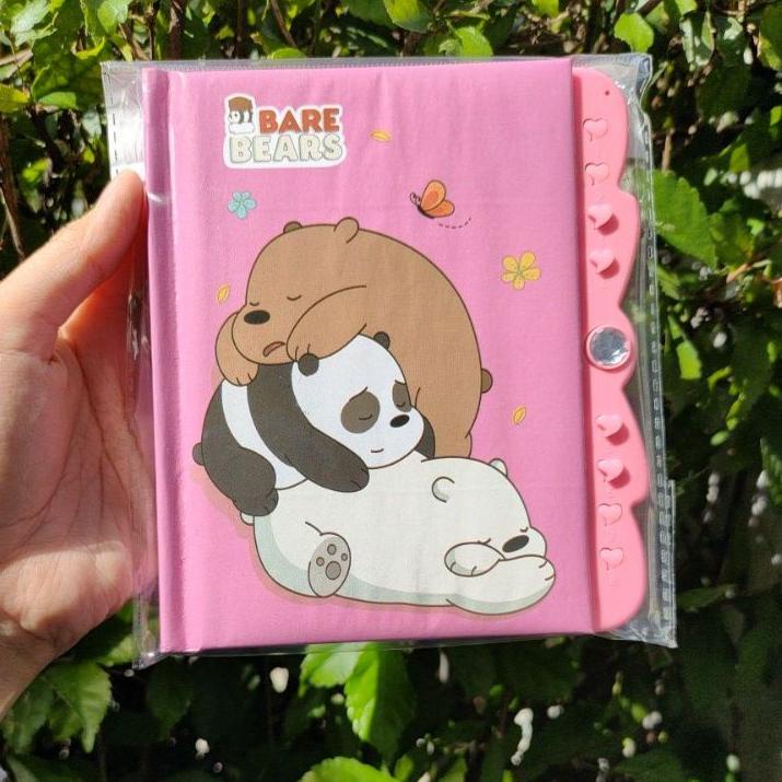 

<I-OJR} <♫} Buku Diary WBB / We Bare Bear Kunci Kode Kecil Note Book Jurnal Lucu Unik <★★★★★}
