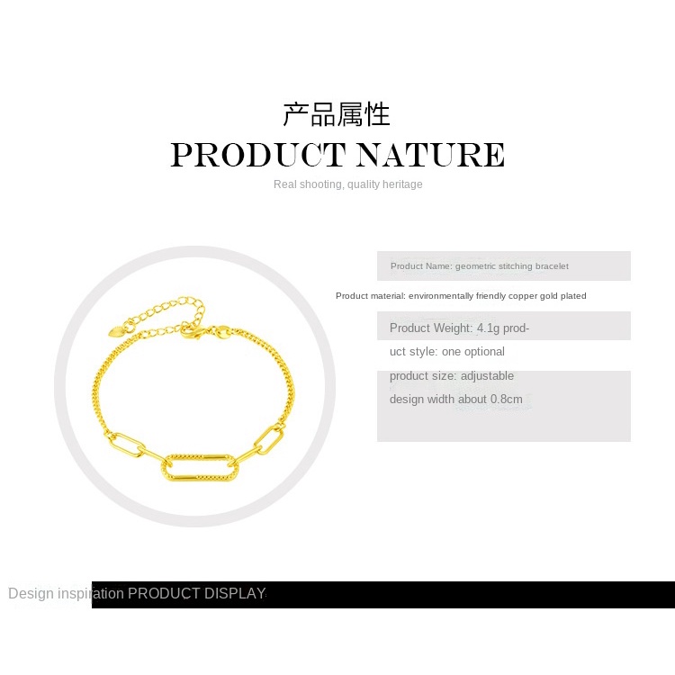 Gelang Emas Emas Asli Kadar 375Desain Geometris Gaya Eropa Amerika Korea Untuk Wanita