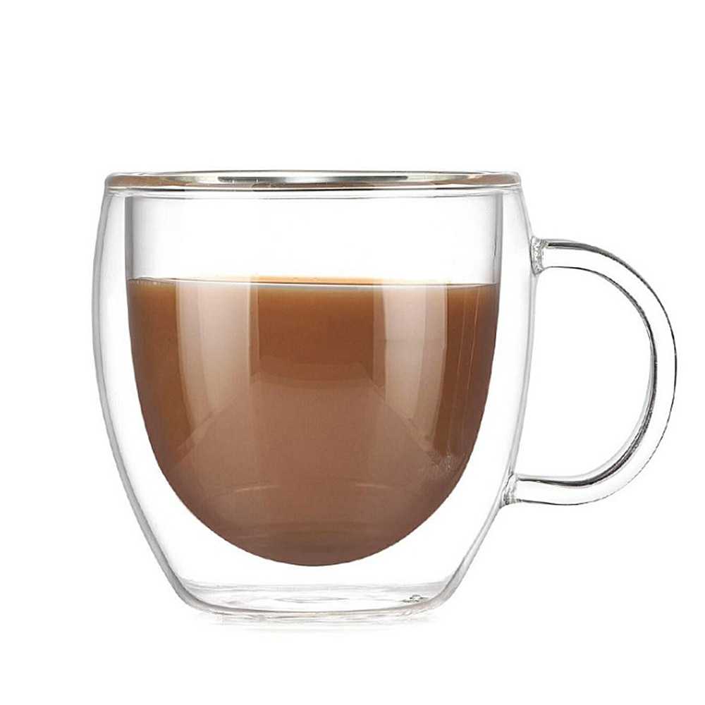 Gelas Double Wall Insulated Layer Kaca Tahan Anti Panas Cangkir Mug Cup Kopi Susu Espresso Coffee
