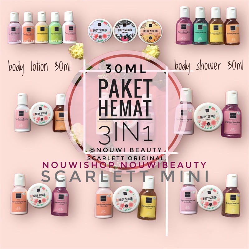 Scarlett paket low budget 30ml | Scarlet tester | Skarlett Happy Series kecil