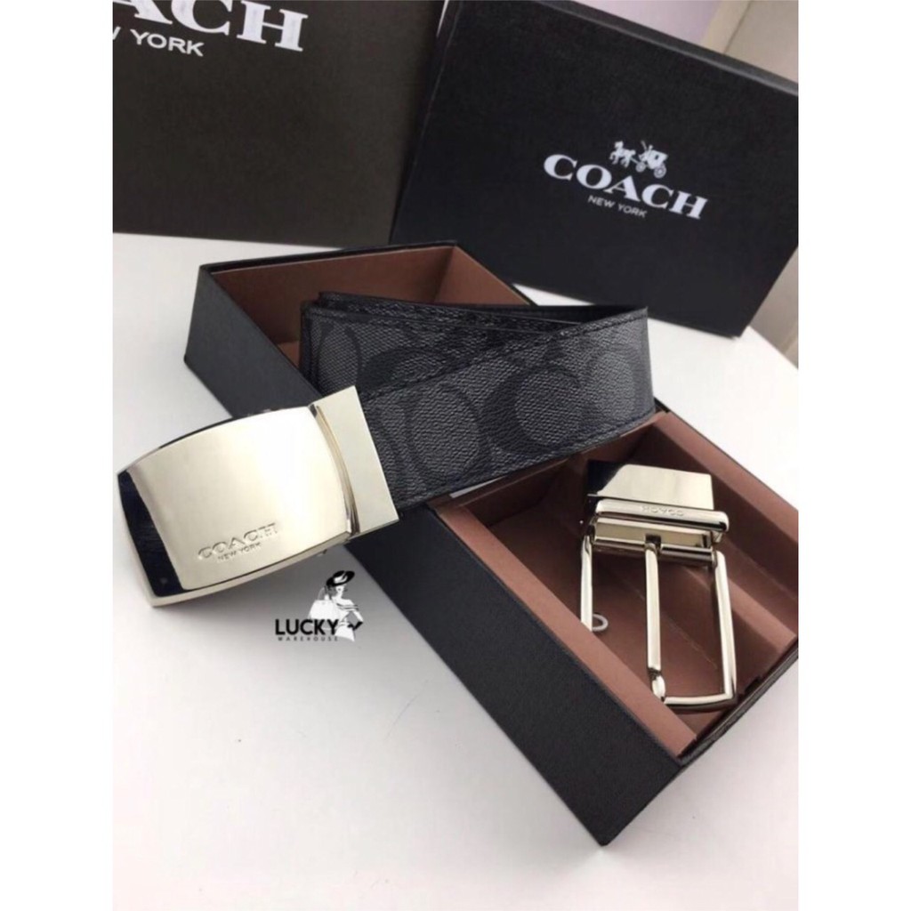 Coach Reversible Signature Leather Belt Black Matte - ORIGINAL 100%