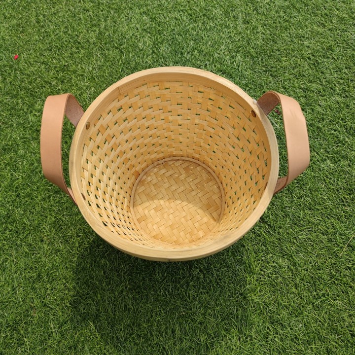 65 Keranjang Ember Bambu Natural Kecil - 20x20x16cm