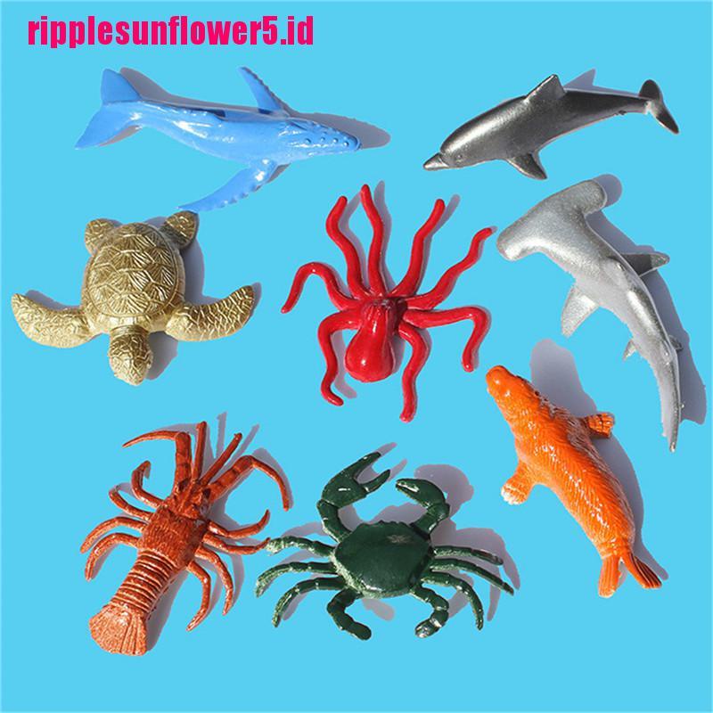 Whale 8pcs Mainan Model Ikan Paus Laut Bahan Plastik Untuk Anak