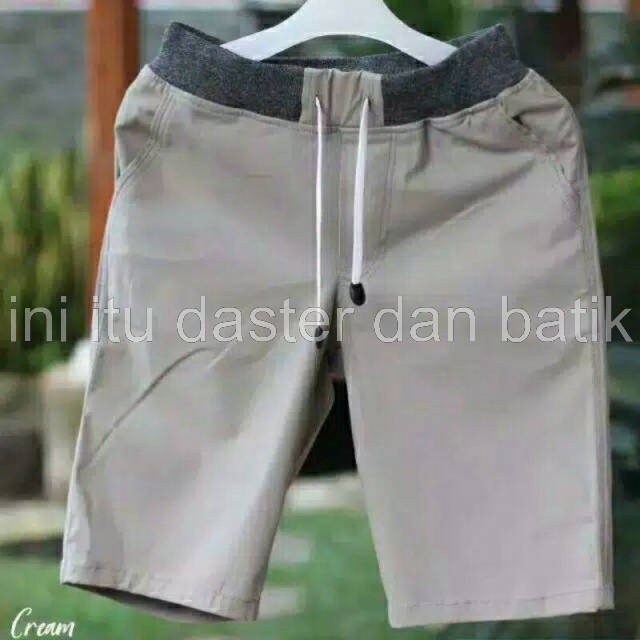 [BIG SIZE] Celana Pendek Pria Cowok Dewasa Chino Rip Karet Pinggang Chinos Katun Combed