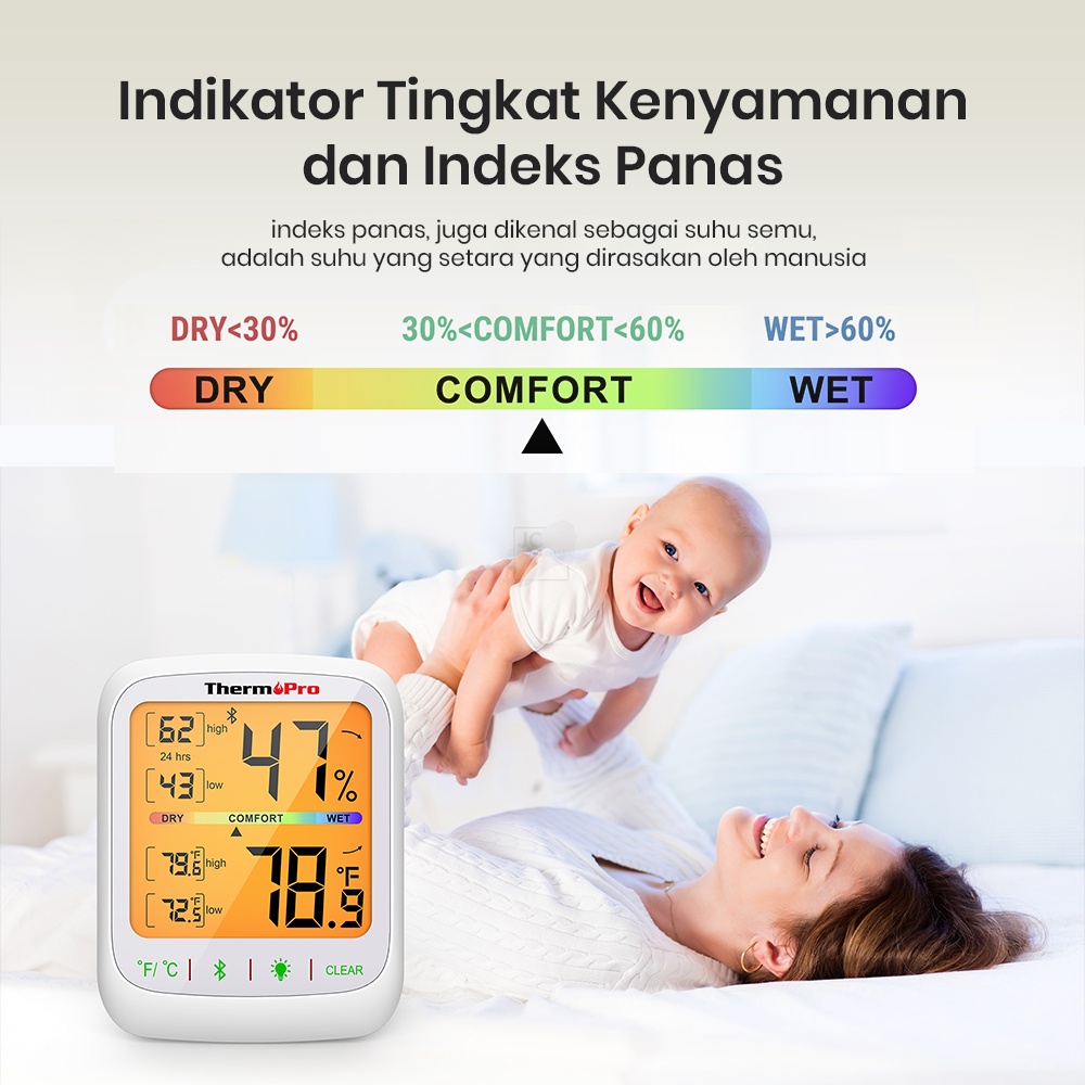 SMART THERMOMETER HYGROMETER HUMIDITY W/ BLUETOOTH 80M THERMOPRO TP359