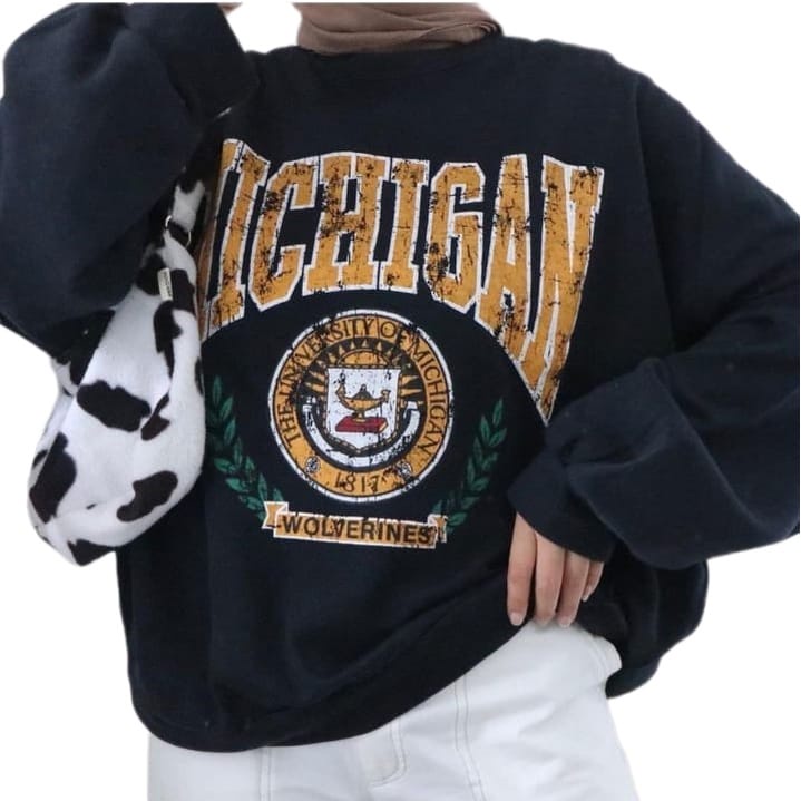 MICHIGAN UNIVERSITY SWEATER CREWNECK WANITA