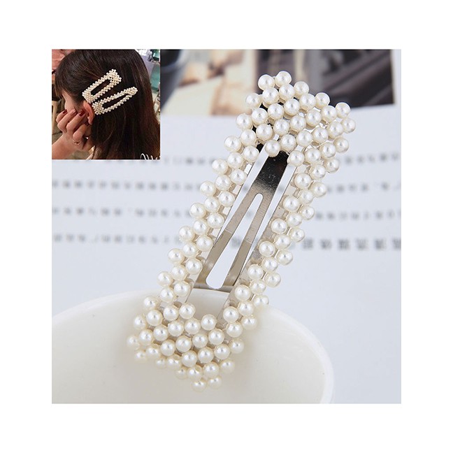 LRC Jepit Rambut Fashion Pearl Square Hairpin A57695