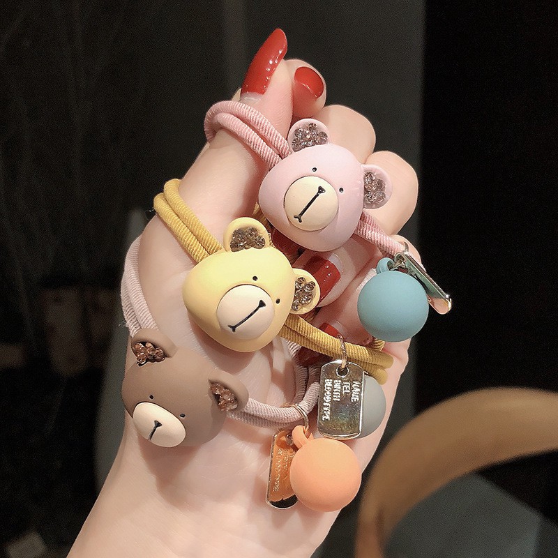 Ennwen IK118 Ikat Rambut Korea Cantik Beruang Bear Hair Band Aksesoris-1