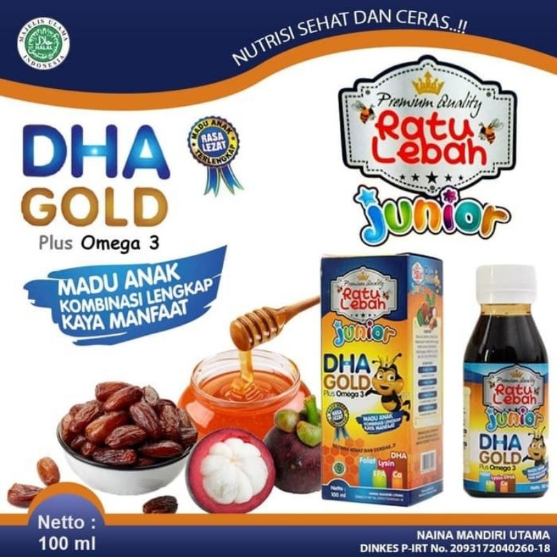 RATU LEBAH JUNIOR Madu Anak Ratu Lebah Junior DHA GOLD plus Omega 3 100 mL