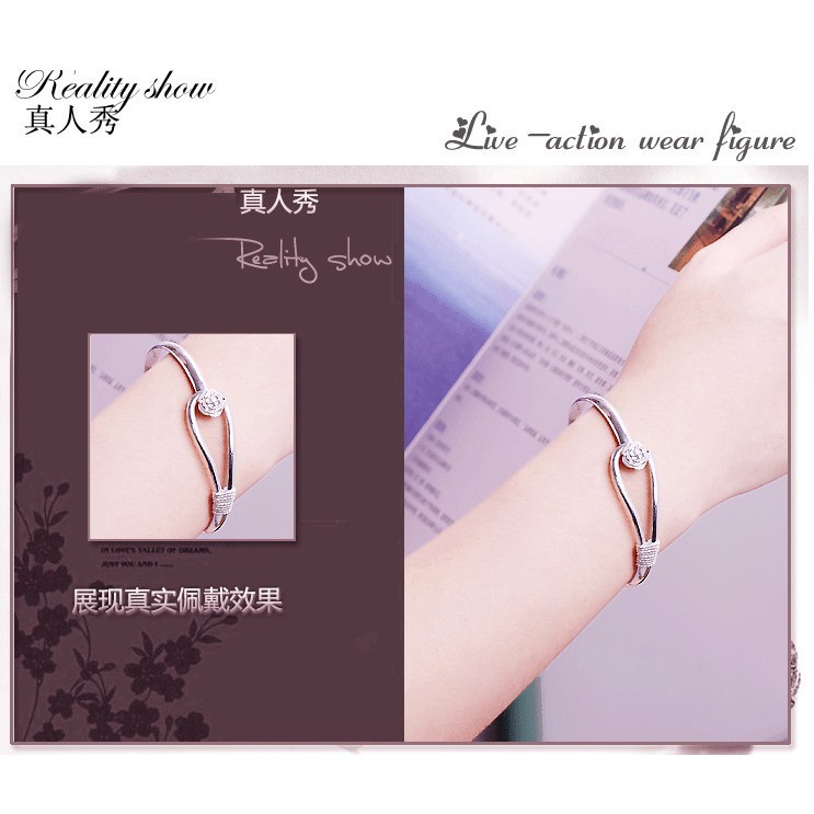 Gelang Desain Bunga Romantis Bahan Stainless Steel Lapis Silver Gaya Retro Eropa Amerika