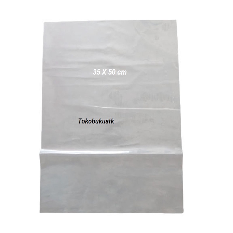 Plastik PE , Plastik bening ukuran 35 X 50 cm , 0,8 mikron