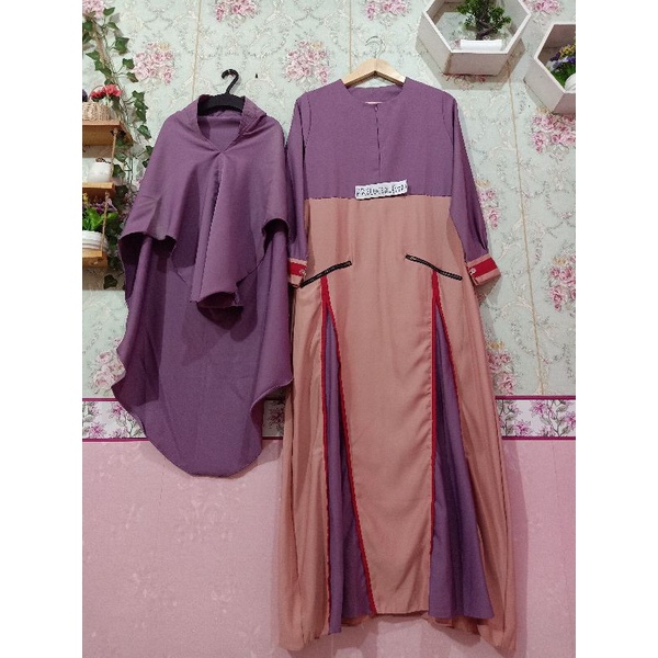 Gamis set Khimar preloved syar'i Maxy Dress second pl muslimah syar'i umbrella seken bekas