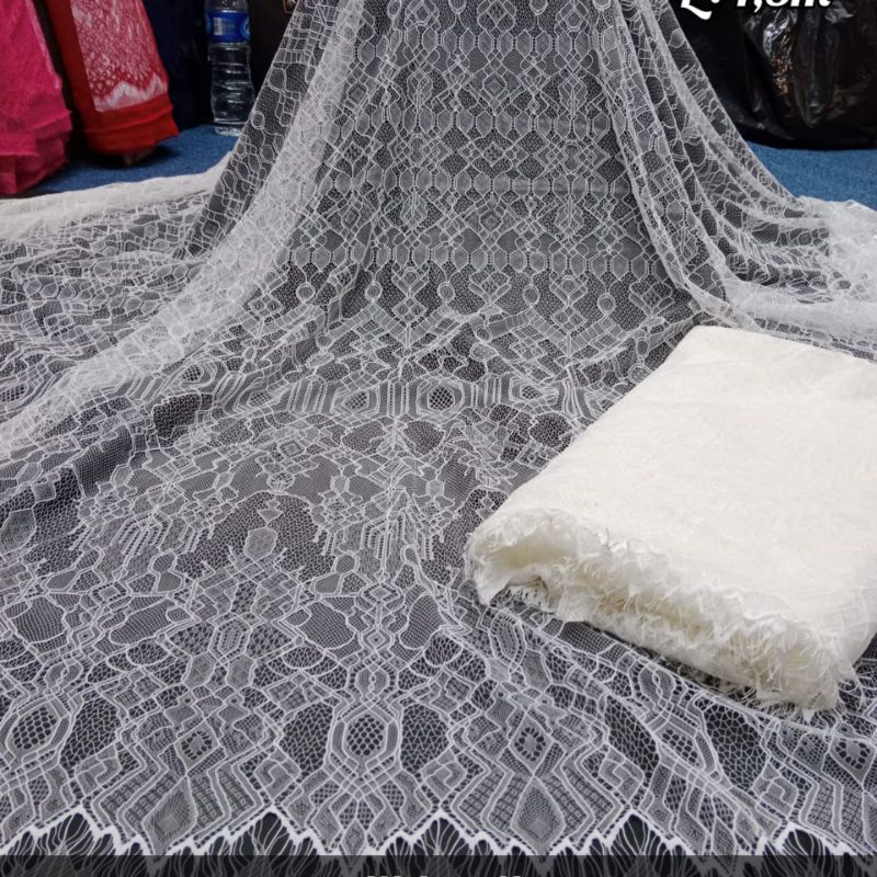 Kain Kebaya Semi France Chantilly Fabric Khusus Putih Bakal Brokat Brukat Semi Prancis Santili premi