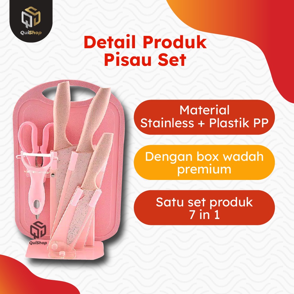 Pisau Dapur Set Kitchen Knife Set Gift 7 in 1 POENSCAE Alat Pemotong Makanan Peralatan Dapur Termurah Berkualitas