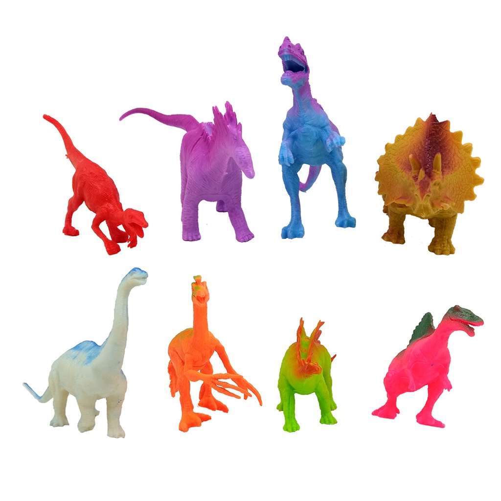 Set 8pcs Dinosaurus Land Karet Besar Mainan Miniatur Dino World