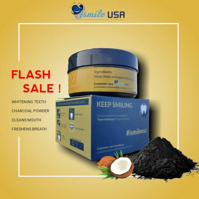 Ismile USA Teeth Whitening Secret 100% Natural Teeth Whitening Charcoal Powder / Pemutih Gigi ORI