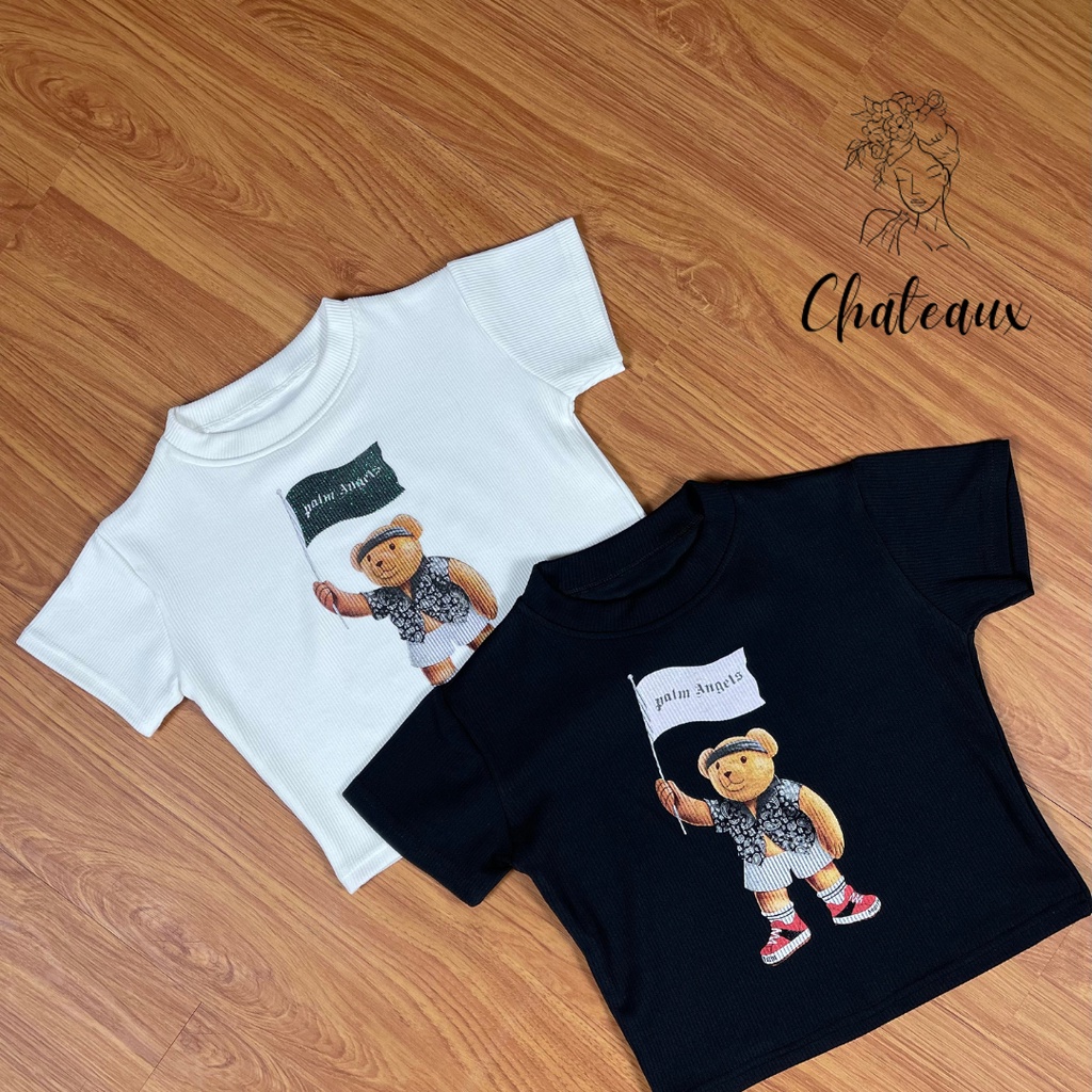 Chateaux | Palm Bear Crop Top - Kaos Rib Wanita