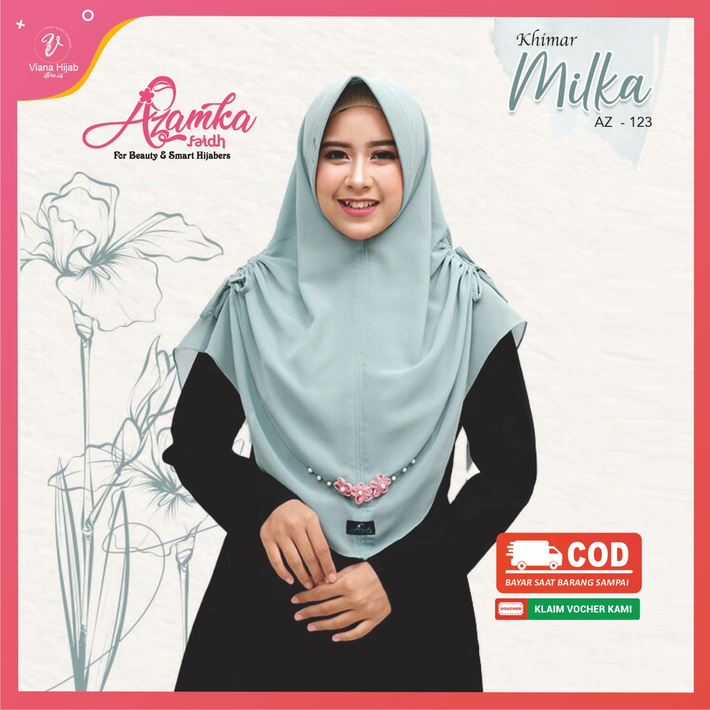 Khimar Ceruty Serut Milka Mom By Azamka Hijab Daily Original Bahan Ceruti Babydoll Premium